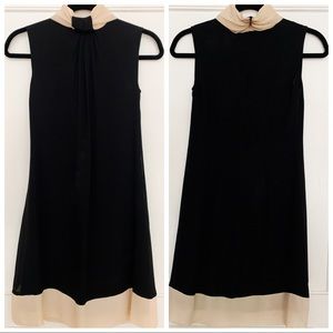 MARC JACOBS Black & Cream Conservative Silk Shift Dress Size 6 Paris